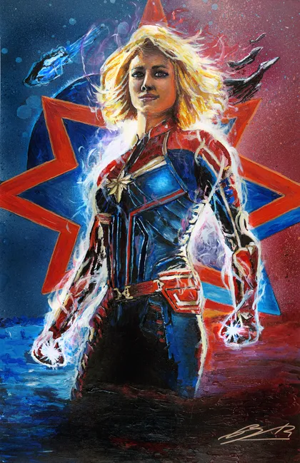Captain Marvel painting by a Change 4 Love artist